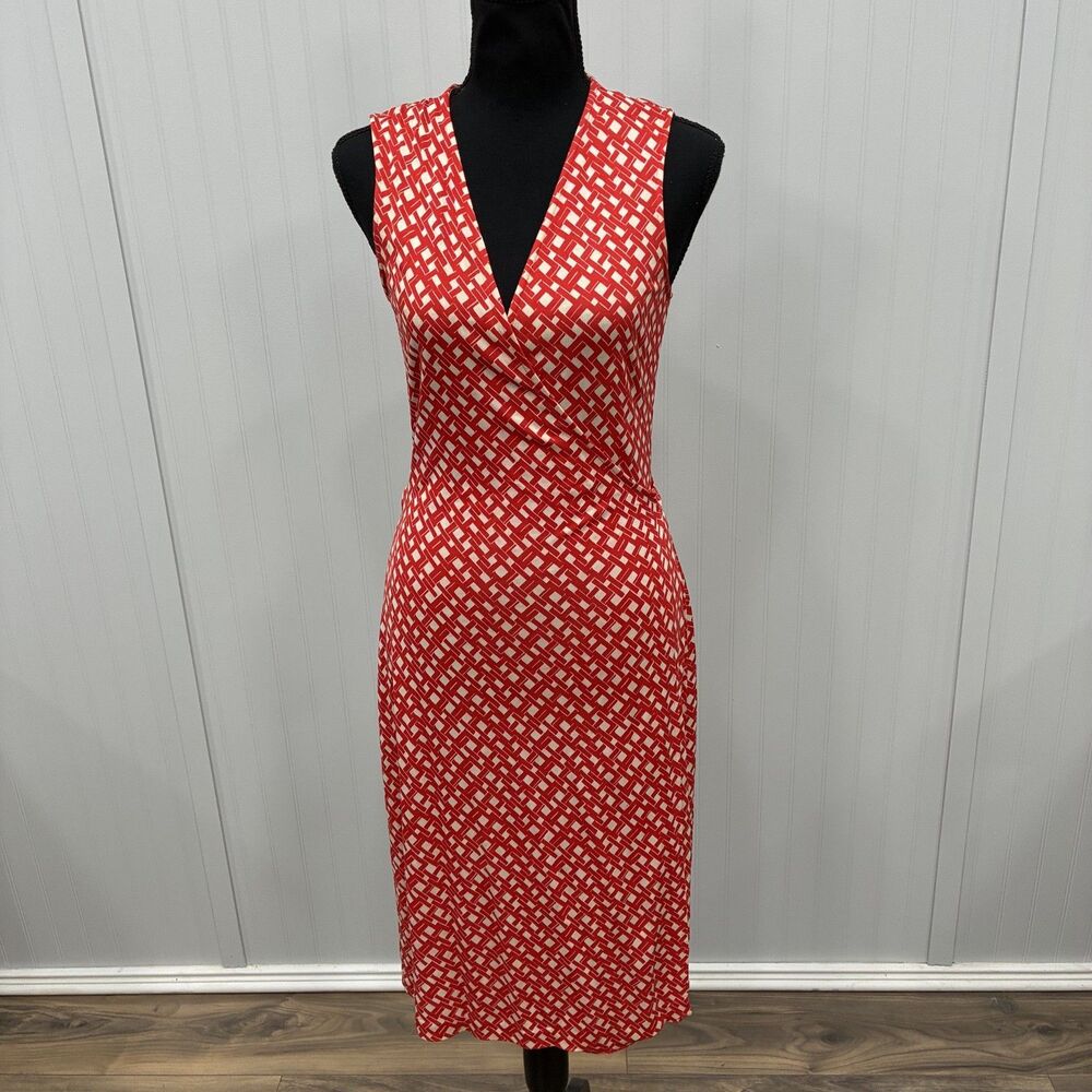 VTG Diane Von Furstenberg Women's Size 4 Orange 100% Silk Wrap Dress Preppy Chic